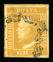 1859 1/2 Gr. plate I, porous paper (NA) olive yellow (giallo oliva), ...