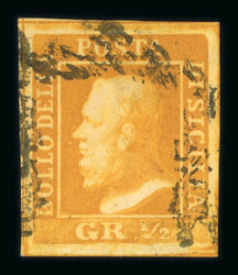 1859 1/2 Gr. plate I, porous paper (NA), deep orange (arancio scuro), ...