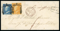 1859 1/2 Gr. plate I, orange (arancio) and 2 Gr. plate I, cobalt ...