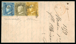1859 1/2 Gr. plate I, olive-yellow (giallo oliva), single with four ...