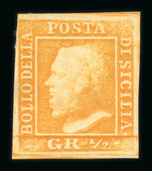 1859 1/2 Gr. plate I, porous paper (NA), orange (arancio), four good ...