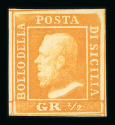 1859 1/2 Gr. plate II, white paper (PA) four good margins, very fine ...