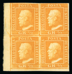 1859 1/2 Gr. Plate II, white thick paper (PA), orange (arancio), ...