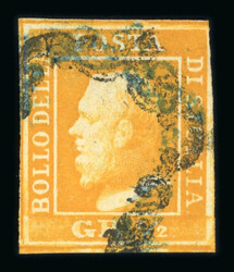 1859 1/2 Gr. Plate II, porous paper, orange (arancio), used, with ...