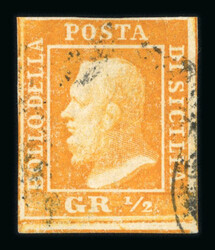 1859 ½ Gr. Plate II, non-porous paper (NA), very bright orange ...