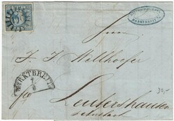 Bayern 3, 3 Kr. als EF auf Brief von Marktbreit.