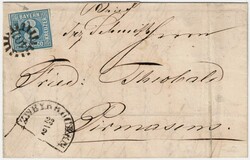 Bayern 2, als EF auf Brief von Zweybrücken; Abart blauer Fleck in ...