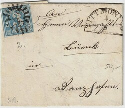 Bayern 2, 3 Kr. als EF auf Brief von Tittmoning; besserer Stempel.