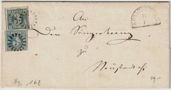 Bayern 2, 3 Kr. als MEF auf Brief von Königshofen; besserer Stempel.