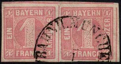 Bayern Nr.3 im waag. Paar, breitrandig mit Schnittlinien, ...