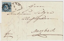 Bayern Nr.2 auf Brief mit Halbkreis Ebern