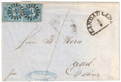 Bayern 2 x Nr.2 als Paar auf Brief mit Inhalt von Landau