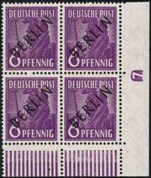 Berlin Nr. 2 im Eckrand-Vierer unten rechts mit Druckerzeichen DZ7 ...