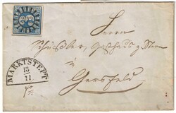 Bayern 2 auf Brief mit Halbkreis Marksteft nach GERSFELD. Rückseitig ...