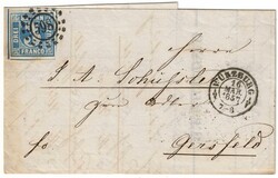 Bayern 2 auf Brief von Würzburg nach GERSFELD. Rückseitig mit ...