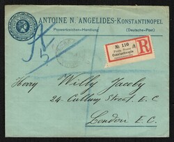 1914 RUSSIAN LEVANT Commercial registered cover sent from ROPiT ...