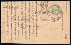 1945 (17 Dec) Carpatho-Ukraine, Postcard from Velykyi Bereznyi to ...