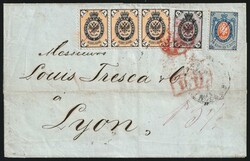 1867 (5 Mar) Russian Empire Cover from Moscow via Paris to ...