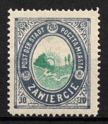 1916 10f Zawiercie Local Issue, Poland, WWI Russia (Signed), Michel 1 ...