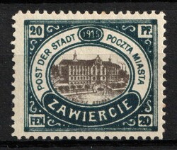 1916 20f Zawiercie Local Issue, Poland, WWI Russia (Signed), Michel 2 ...