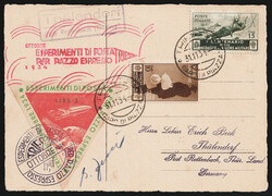 1934 (31 Nov) 'Mail Experiments for Express Rocket', Italy, Gerhard ...
