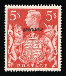 1939 5s Great Britain, Specimen, Certificate, Type 23. MNH, ...