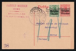 1916 (Dec. 10) German Occupation of Belgium 10c on 10pf Postal Card ...