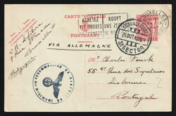 1940 (Sept. 24) 1fr Arms postal card from German-Occupied Belgium to ...