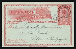 Belgian Congo: 1912 (Sept. 10) 10c Oil Palms postal card to Liege, ...