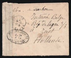 1916 (Feb. 24) Stampless cover from French Corsica sent to a Belgian ...
