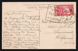 French Polynesia: 1933 (March 4) Picture postcard to USA franked with ...
