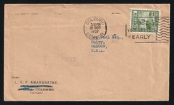 957 (Dec. 26) Ceylon: Unsealed Printed Matter cover to USA (5c rate) ...