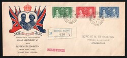 Hong Kong: 1937 (May 12) KGVI Coronation set tied by 'Registered GPO ...