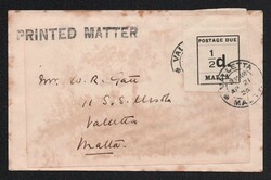 1925 (21 Apr) Valletta (Malta) Cover franked with 1/2d Postage Due ...