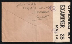 1940 (Nov. 13) Double-Weight commercial cover from Malta to England ...