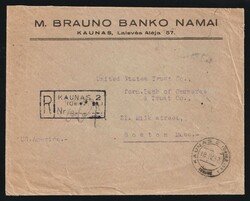 1932 (April 18) Lithuania: Double-Weight Registered commercial cover ...
