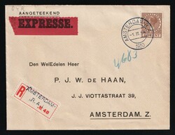 1930 (1 Feb) Netherlands, Registered Express Cover locally addressed ...