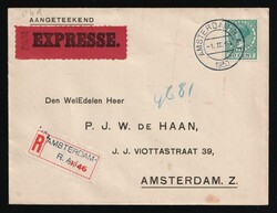 1930 (1 Nov) Netherlands, Registered Express Cover locally addressed ...