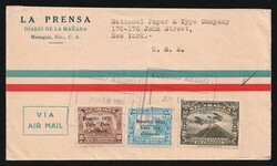 1933 (June 16) Nicaragua Airmail commercial cover to USA franked with ...