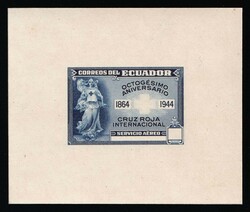 1945 2s Republic of Ecuador, Red Cross, Airmail, Trial Color Proof ...