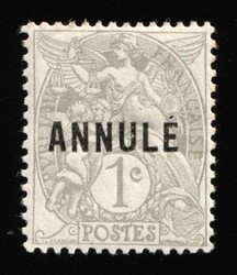 1900 1c France, White Paper, Annulated. MH, Small toned spot. | ...