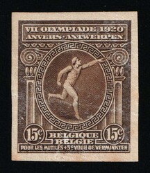 1920 15c+5c Belgium, Proof, Imperforate. No gum (*), Toned stains and ...