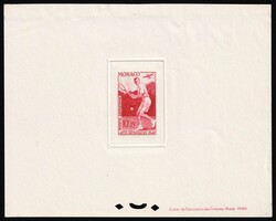 1948 10fr+15fr Principality of Monaco, Proof Sheetlet, Deluxe ...