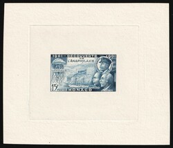 1953 15fr Principality of Monaco, Proof Sheetlet, Deluxe Presentation ...