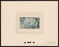 1953 15fr Principality of Monaco, Proof Sheetlet, Deluxe Presentation ...
