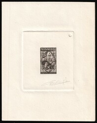 1958 8fr Principality of Monaco, Master Die Proof Sheetlet, Black, ...