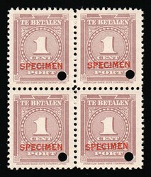 1945 1c Suriname, Netherlands Colonies, Official Stamp, Block of Four ...
