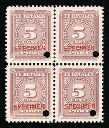 1945 5c Suriname, Netherlands Colonies, Official Stamp, Block of Four ...