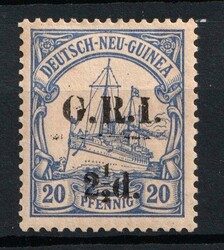 1914 2.5d on 20pf British Occupation of New Guinea, Kaiser’s Yacht, ...