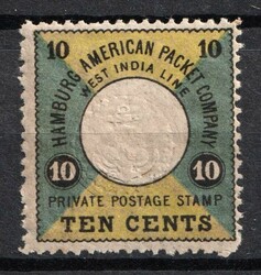 1875 10c Special Postage Stamps of German Sea Posts, Ship Mail Abroad ...